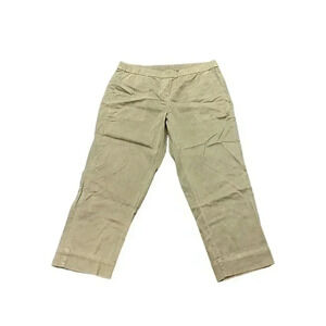 J Jill Pull On Pants Women’s Size Medium Petite Green Crop Pockets Cotton Tencel